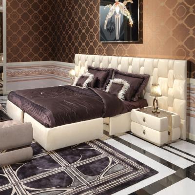 China Italian furniture licht modern luxury home luxury bed cama italian beds with wide headrest for sale