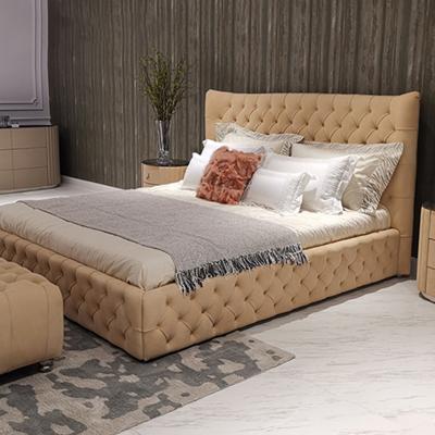 China Luxury Modern Luxury Velvet Fabric Wooden Bedroom Furniture King Size Upholstered Beds For Adult for sale