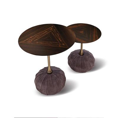 China Italian Luxury Sensitive Marble Table Side Tufted Round Table Corner Round Table Glossy Furniture Design Base Design Coffee Table for sale