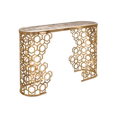 China Sellubg 2021 excellent luxury premium gold and light luxury marble console table for sale