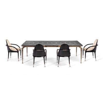 China Luxury Italian Marble Dining Table Restaurant Dining Table Nordic Black Stainless Stainless Set for sale