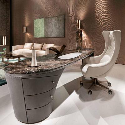 China Unique Luxury Marble Boss Ceo Office Modern Style Stainless Steel Office Furniture Executive Desk Table Table for sale