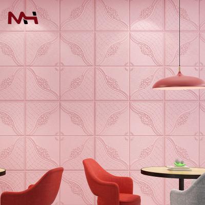 China Cheap Self Adhesive Sticker Foam 3D Wall Tiles Panel Wall Decor 3D Wallpaper For Home Decor for sale