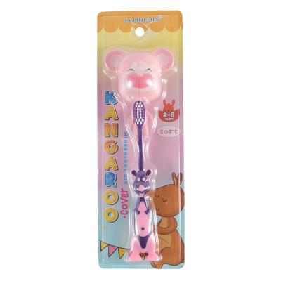 China Ultra Soft Ultra Soft Cute Animal Shape Kids Toothbrush With Cover Main Teeth Brush For Kids Non-slip Backing for sale