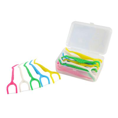 China 16 Pcs Interdental Space Cleaner Interdental Cleaner Packing In Plastic Box Y Shape Dental Floss Pick Toothpicks for sale