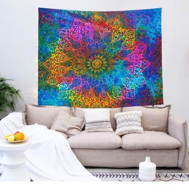 China New Design Simply 2021 Fabric Polyester Custom Mandala Wall Hanging Led Psychedelic Tapestry for sale