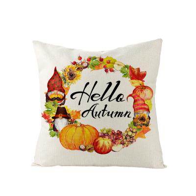 China PORTABLE New Listing Printed Watercolor Autumn Pattern Custom Cushion Linen Throw Pillow in Kids Room for sale