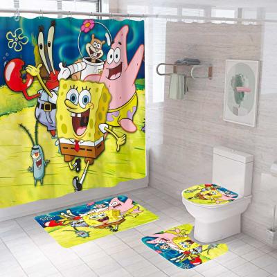 China Hot Selling Viable Custom Anime Cartoon Characters Bathroom Shower Curtain Decorative Set for sale