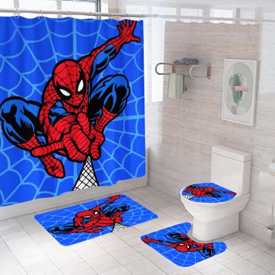 China Wholesale High Quality Viable Funny Cartoon Character Kids Bathroom Rugs 3d Designers 4 Pcs Shower Curtains Set For Bathroom for sale