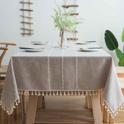 China Wholesale Modern Gray Waterproof Oilproof Cotton Restaurant Polyester Rectangle Linen Tablecloth for sale