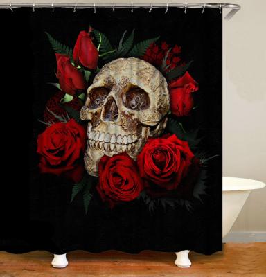 China 2021 Viable Popular Waterproof Terror 3d Skeleton Shower Curtains for sale