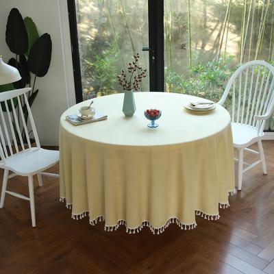 China Factory wholesale simple yellow solid color elastic tablecloths waterproof round pure color water and oil resistant tablecloth for sale