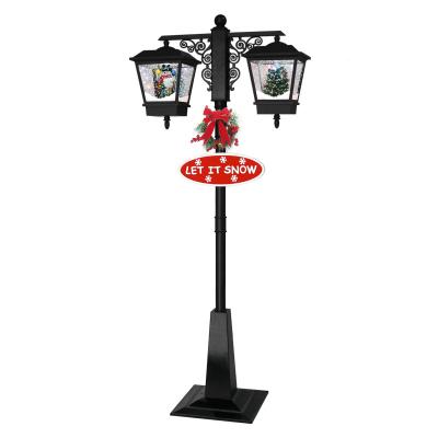 China Christamas Decoration Classic Vertical Laternen MIT Schnee Music Led Christmas Street Lamp Snow for sale