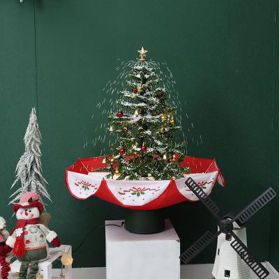 China Snowfall Lighting Artificial Christmas Tree Falling Type Christmas Tree Umbrella PVC Base Christmas New Year Musical Home Musical Decoration for sale