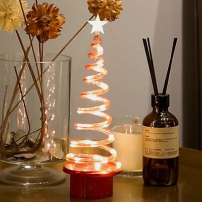 China Christmas ornament feliz navidad feliz christmas tree theme metal night table lamp decoration spiral christmas tree for sale