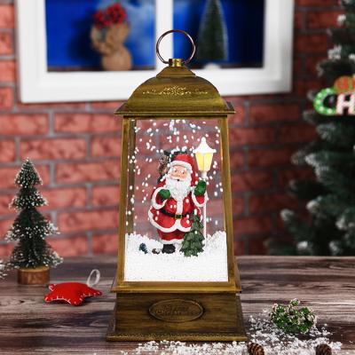 China Wholesale christmas deco antique santa animation musical snowfall lighting vintage poly led light christmas village musical lantern for sale