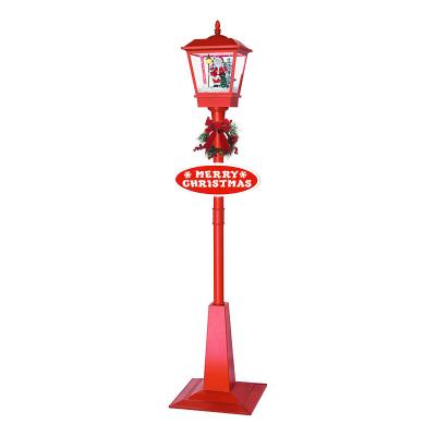 China Snowfall Lighting Christmas Lantern Musical Stage Rainproof Pole Native Musical Christmas Led Light Up Snow Lamp Pole For Holiday Decor for sale