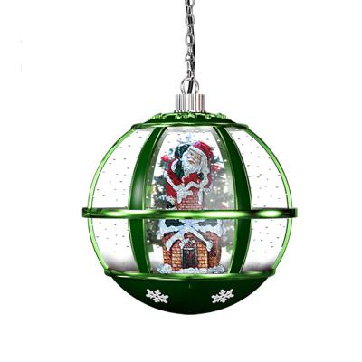 China Christamas Decoration Christmas Ornaments Led Christmas Lantern Hanging Santa Claus Outdoor Music Lit Lantern for sale