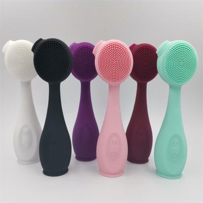 China 2020 New Arrival Black Silicone Head Facial Massager Remover Brush Skin Care Intelligent Anti Aging Cleansing Device for sale