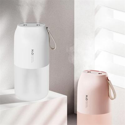 China 300ml Portable Car Humidifier 2000mah Double Spray Humidifier Quite With Atmosphere Lamp for sale