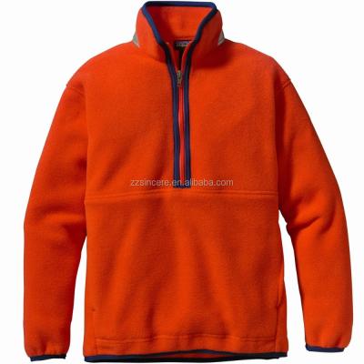 China Breathable Light Orange Fleece Jacket With Half Zip Collar High Mens Jacket for sale