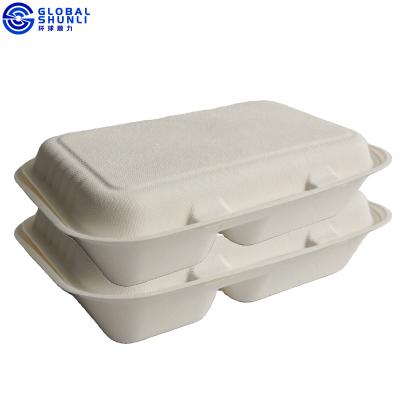 China Shunli disposable bagasse lunch box sugar cane bagasse chocolate box bagasse take away box for sale