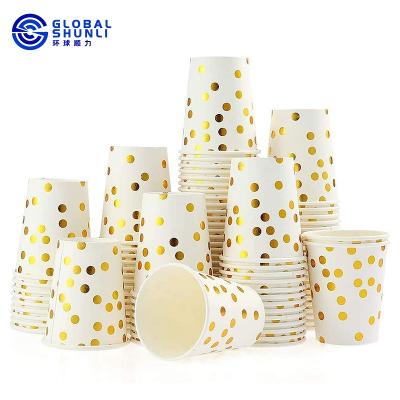 China Global Disposable Shunli Paper Cup 8 Ounce China Paper Cups Gold Party Disposable Paper Cup For Beverage for sale