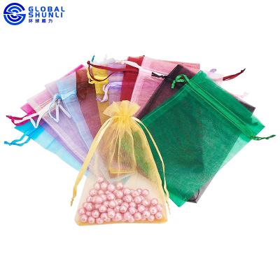 China GlobalShunli Luxury Organza Bags Mesh Drawstring Gift Packaging Pouch Recyclable Wholesale Organza Long Bags for sale