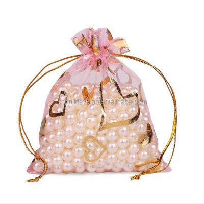 China Reusable Recyclable Recycle Eco Christmas Merchandise Pouch Jewelry Organza Bag Drawstring Bag Custom Printed for sale