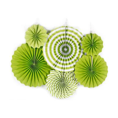 China Shunli Disposable Party Paper Hanging Fans Set 16in 12in And Green 8inch Round Ceiling Party Paper Decoration Suppiles for sale