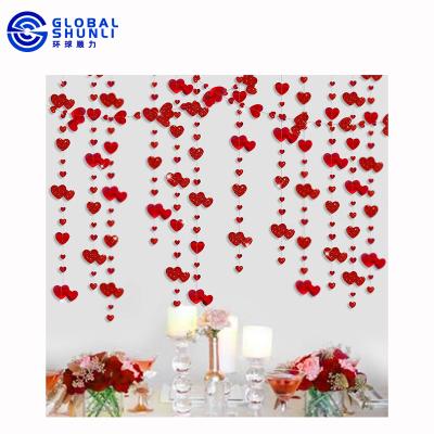 China Disposable Red Shunli Paper Garland Hearts Valentines Day Wedding Decoration for sale