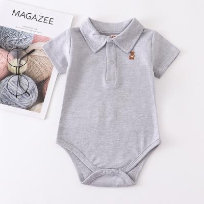 China Baby clothing with button factory POLO neckline 2023 baby shorts suit cotton plaid two-piece set for sale