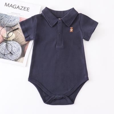 China Baby clothing with button factory POLO neckline 2023 baby shorts suit cotton plaid two-piece set for sale