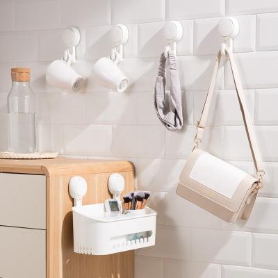 China Suction Hook Bathroom Kitchen Viable Drill Free Removable Rack With Strong Suction Cup Hanging Holder Hooks For Towel Hat Bag Clothes for sale