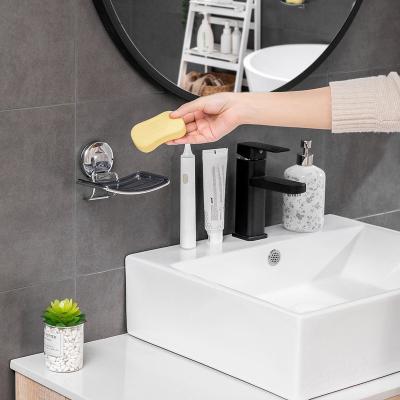 China Wall Mounted Cup Without Drill Sustainable Vacuum Suction Polished Powerful Vacuum Suction Soap Dish Holder For Bathroom for sale