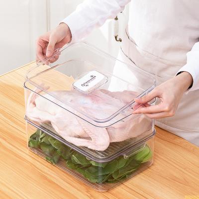 China Airtight Stored Organizer Bins Plastic Clear Kitchen Food Storage Box Container Set With Handles For Fridge for sale