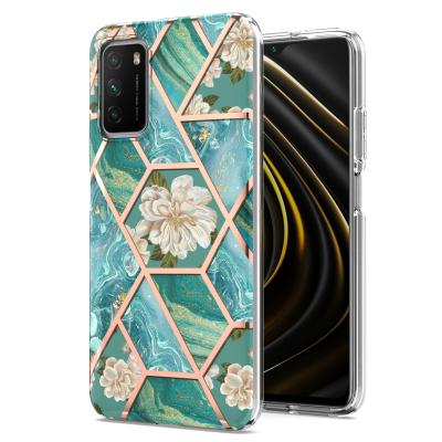 China 2021 Anti-drop newcomers 2MM flower tpu marble marble case for Redmi 9 power/9T luxury shockproof back cover for sale