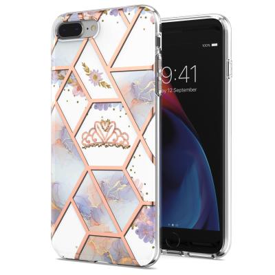 China 2021 Anti-fall new arrivals 2MM flower tpu marble marble case for iPhone 7/8 plus luxury shockproof back cover for sale