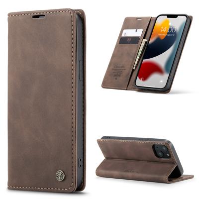 China Caseme Shockproof Magnetic Auto Stand Flip Leather Wallet Phone Case Luxury 013 Series For iPhone 13 Flip Cover for sale