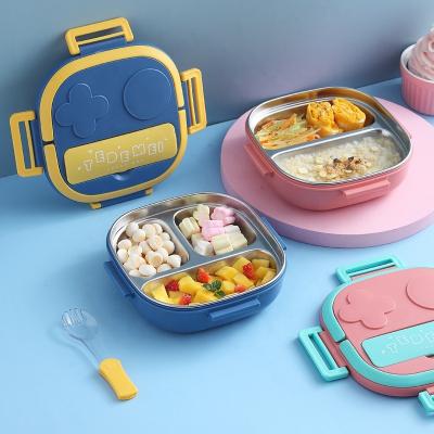 China Bento Boxes Stainless Steel 2/3 Compartment Grade Container Heatable Square Kids Bento Box for sale