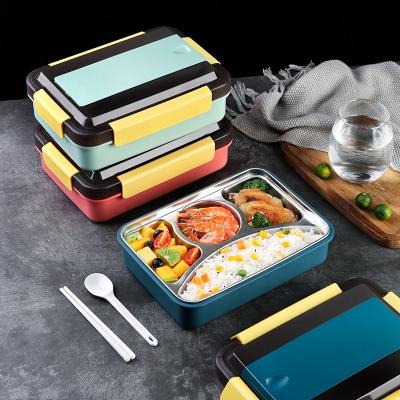 China Hot Sale Lunch Box Bento Stainless Steel Freshness Preservation 4 Compartment Bento Containers Lunch Boxes for sale