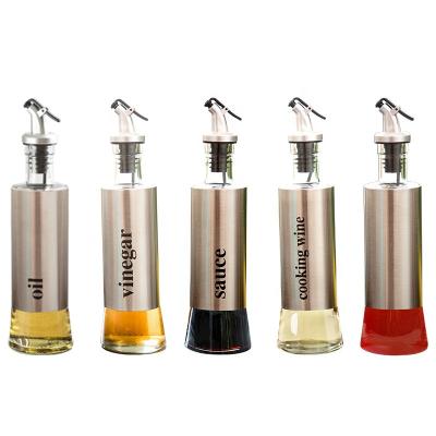 China CLASSIC Customized 300ml Kitchen Dispenser Glass Cooking Oil And Vinegar Sauce Bottles for sale