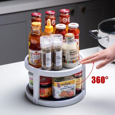 China Revolving 2 Tiers kitchen susan double layer buffet pantry non-slip lazy turntable organizer spice rack for sale