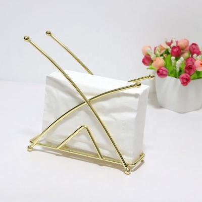 China Nordic modern metal tissue napkin gold paper holder for restaurant table for sale