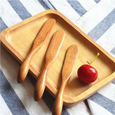 China Sustainable High Quality Natural Bamboo Wooden Cheese Spreader Butter Knife for sale