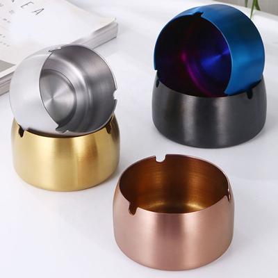 China Nordic Fancy Luxury Gold Logo Gold Logo Round Stainless Steel Metal Stainless Steel Mobile Portable Ashtray for sale