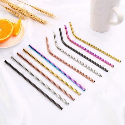 China Sustainable Eco Friendly Custom Logo Gold Metal Stainless Steel Portable Reusable Drinking Straw With Brush for sale