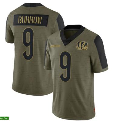 China Wholesale Antibacterial Quilted Jerseys Mens 9# Joe Burrow Rugby Jersey Tribute American Football Jerseys for sale