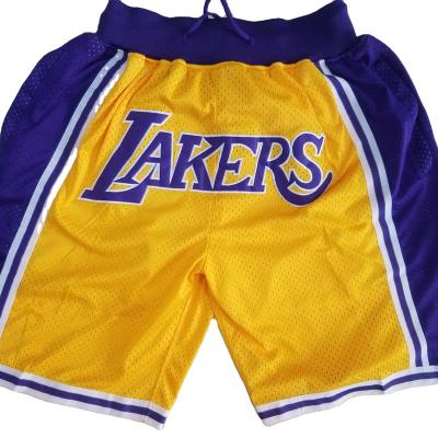 China Wholesale Antibacterial Cheap Men's Basketball Shorts Polyester Quick Dry Embroidered Mesh Men's Basketball Shorts Retro for sale