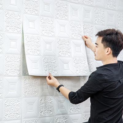 China Eco-friendly Bag Grid Wall Sticker Decoration 3D Foam Panel 3D Brick Pet Wall Sticker Eco-friendly Soft Interior for sale